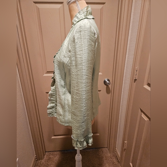 RAFAEL Ruffled Dress Jacket Size 12 Sea Foam Green - Picture 3 of 4